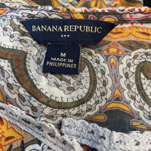 Banana Republic Paisley Print Fall Colored Peplum Top Sz M - Picture 6 of 7